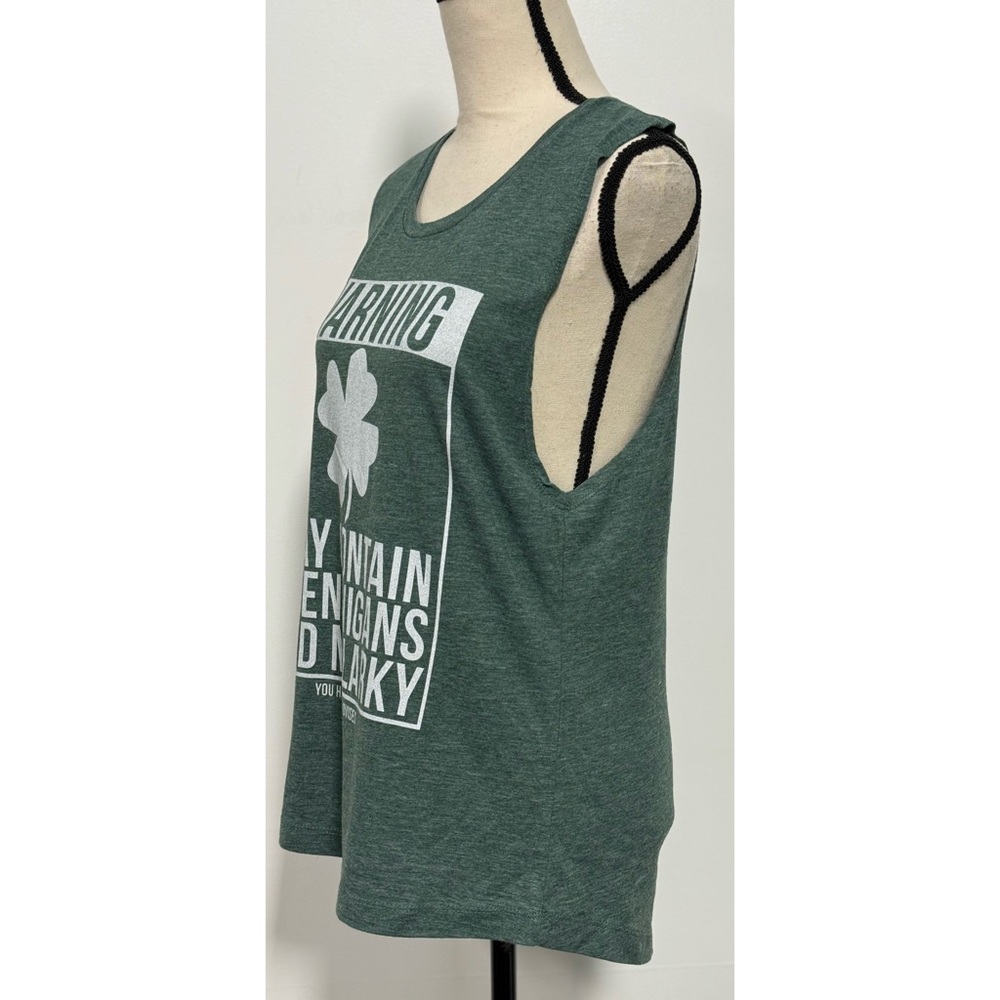 Fifth Sun Clover Advisory St Patrick's Day Muscle Tank Top Green Juniors Size M - Picture 4 of 5